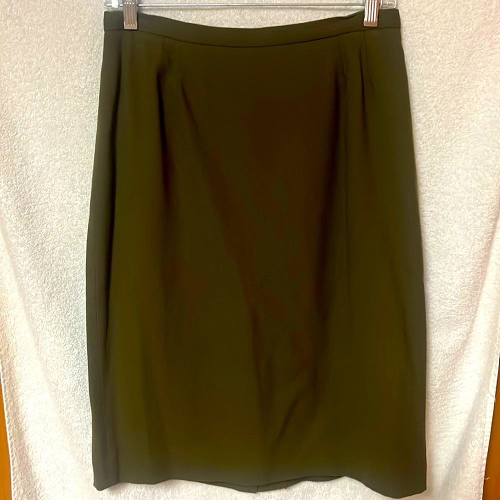 Liz Claiborne wool pencil skirt- olive green sz 10